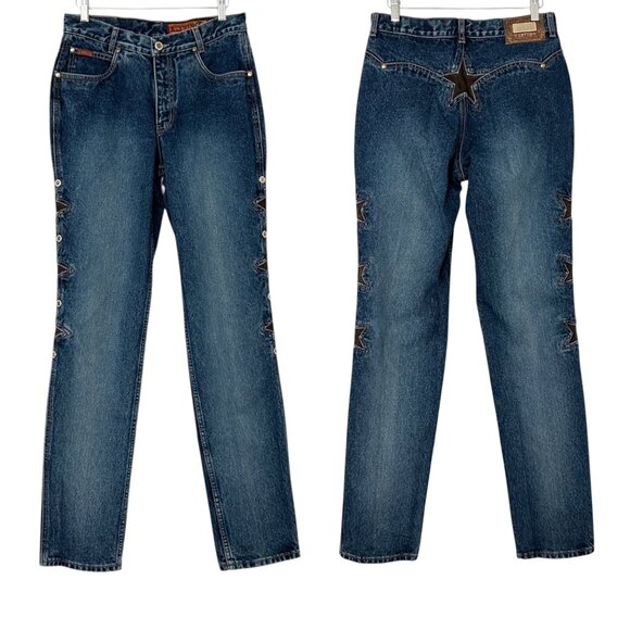 Lawman Vintage High Waist Rivets & Stars Slim Fit Bareback Denim Jeans (9) - Picture 1 of 16